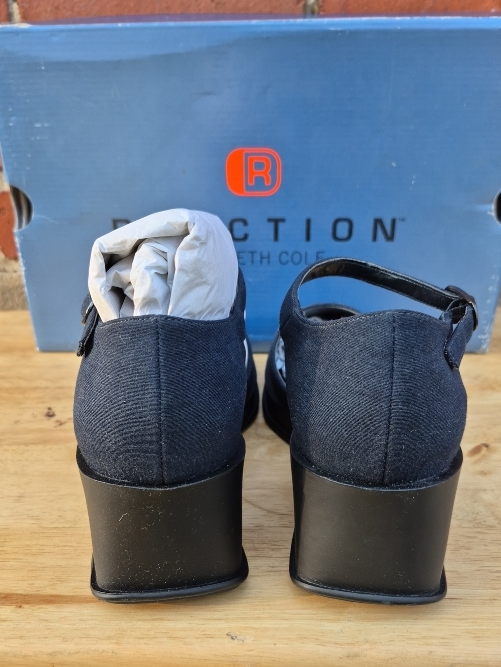 Kenneth Cole Reaction 7.5 Blue Platform Wedge Mary Jane - New - Picture 5 of 11
